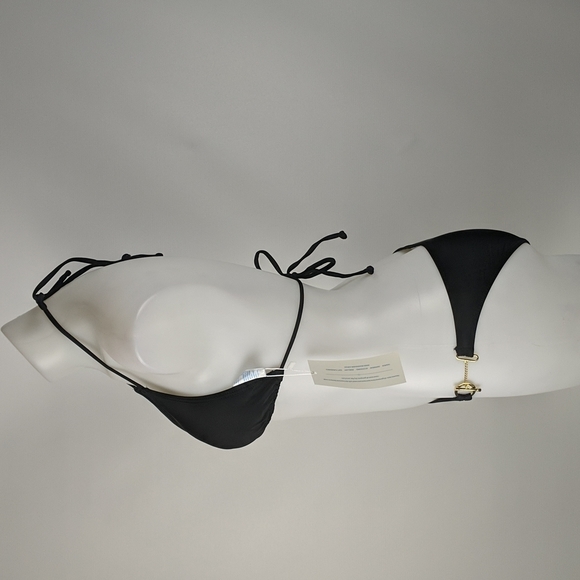 Heaven's Here Women's Bikini Size Small Black Gold Accents Halterneck String - Picture 3 of 7